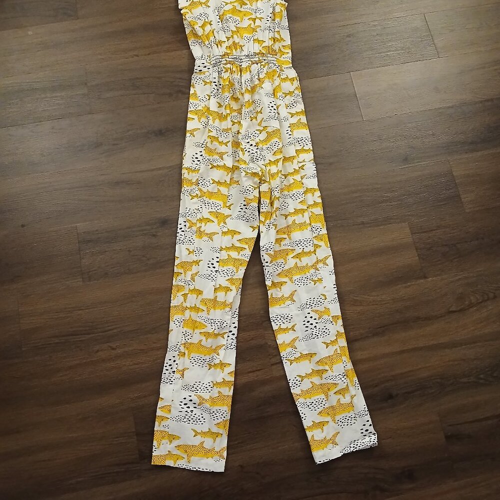 RARE NooWorks Shark Jumpsuit Overalls XS GUC DESIGNER ART GRAPHIC PRINT - Picture 7 of 9